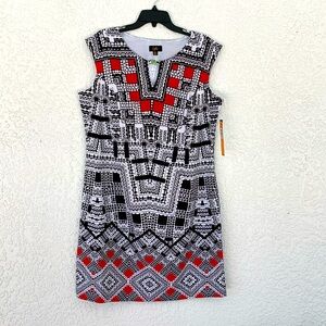 I LE NEW YORK geometric sleeveless stretch dress with side zipper size 16